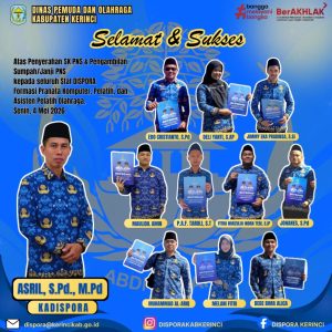 Penyerahan SK PNS dan pengambilan sumpah/Janji PNS staf DISPORA Kab. Kerinci