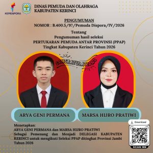 pemenang Seleksi Pertukaran Pemuda Antar Provinsi (PPAP) tk Kab. Kerinci Tahun 2026